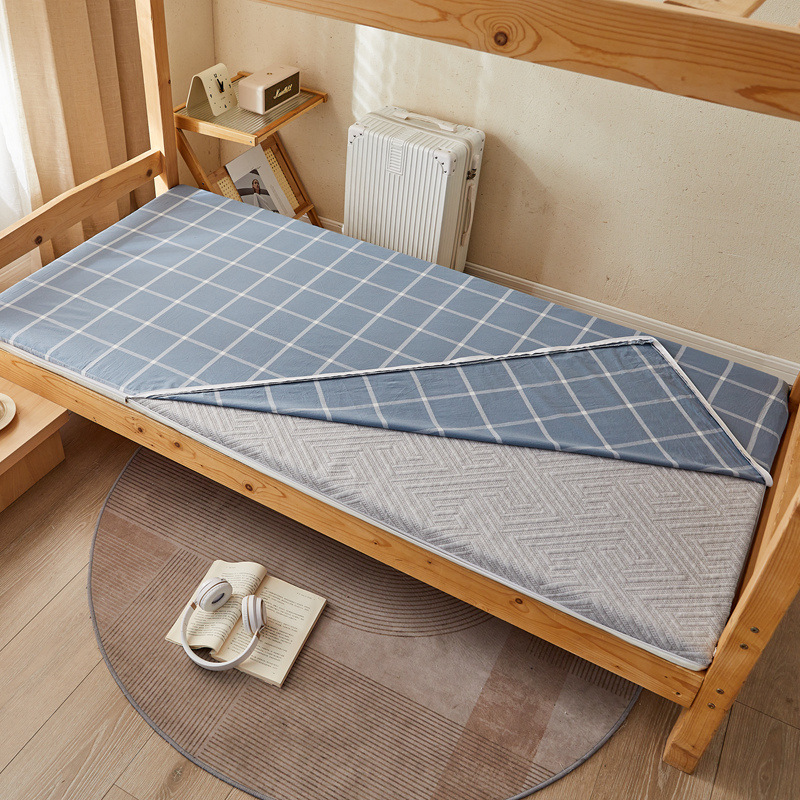 Volledig gesloten dubbelzijdige matrasbeschermhoes met ritssluiting, gemaakt van katoen en gewassen katoen voor studentenslaapzalen