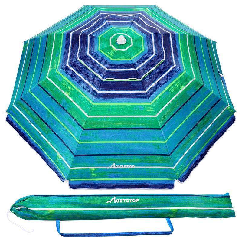 MOVTOTOP 6,5 ft Sonnenschirm Gestreiften Sand Regenschirm UV Schutz Atmungs Sonne Schutz für Außen Strand Reise: Farbe F