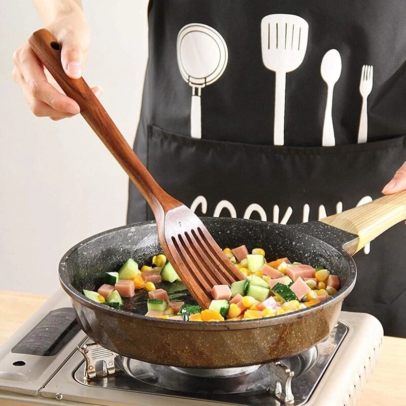 Thailandia Teak Legno naturale Stoviglie Cucchiaio Mestolo Turner Lungo Colino per riso Zuppa Skimmer Cucchiai da cucina Scoop Set di utensili da cucina