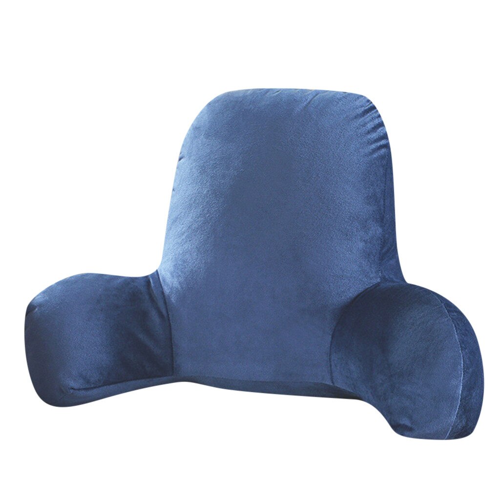 Sofa Cushion Back Pillow Bed Plush Big Backrest Reading Rest Pillow Lumbar Support Chair Cushion With Arms Home Decoration: Blue