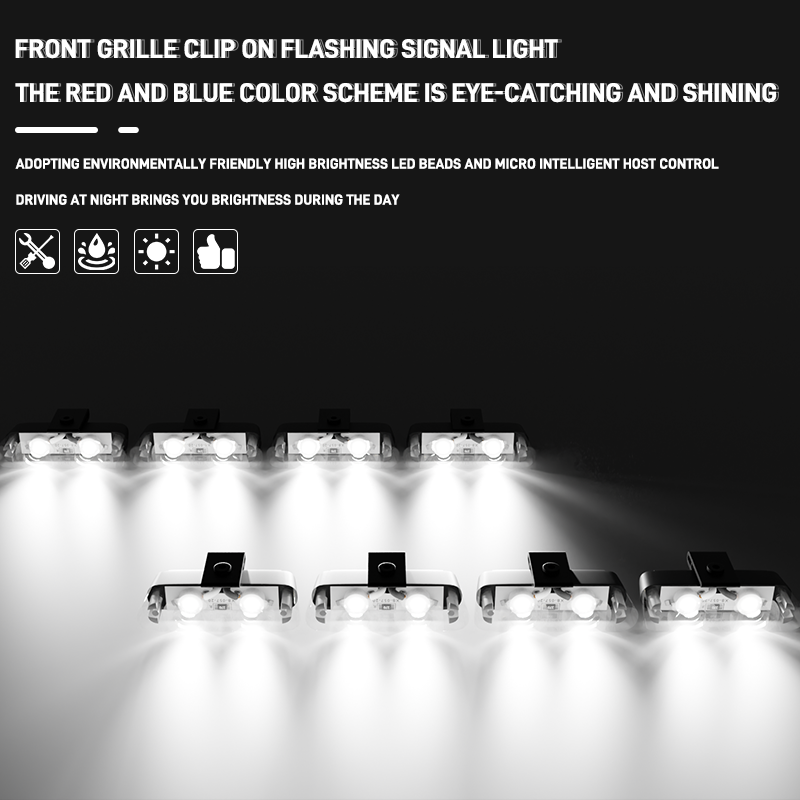 8 in 1 LED Emergency Strobe Lights For Truck Vehicle Warning Flashing Caution Light Grilles DRL Police Wireless Remote Control: Cyan