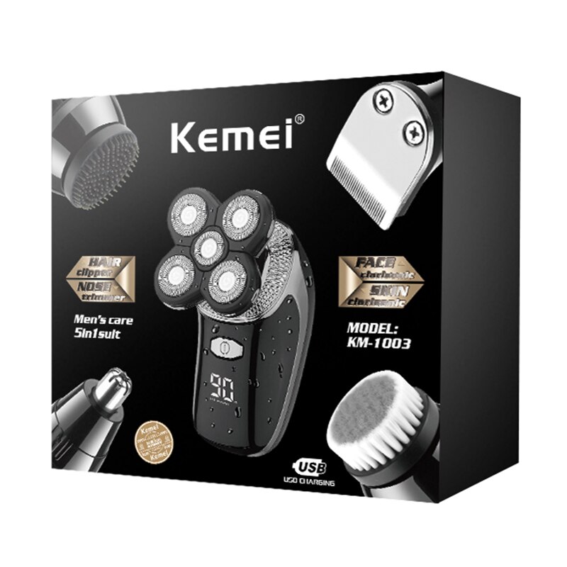 5in1 men‘s wet and dry shaving machine set Electric shaver Rechargeable Electric Razor beard facial grooming kit