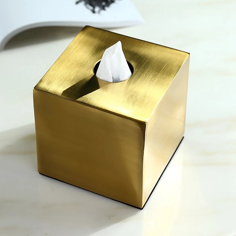 Boîte à mouchoirs en métal, carré, doré, Rectangle, géométrique, maison, bureau, rangement, Organization, salon, décoration de maison moderne, 1 pièce