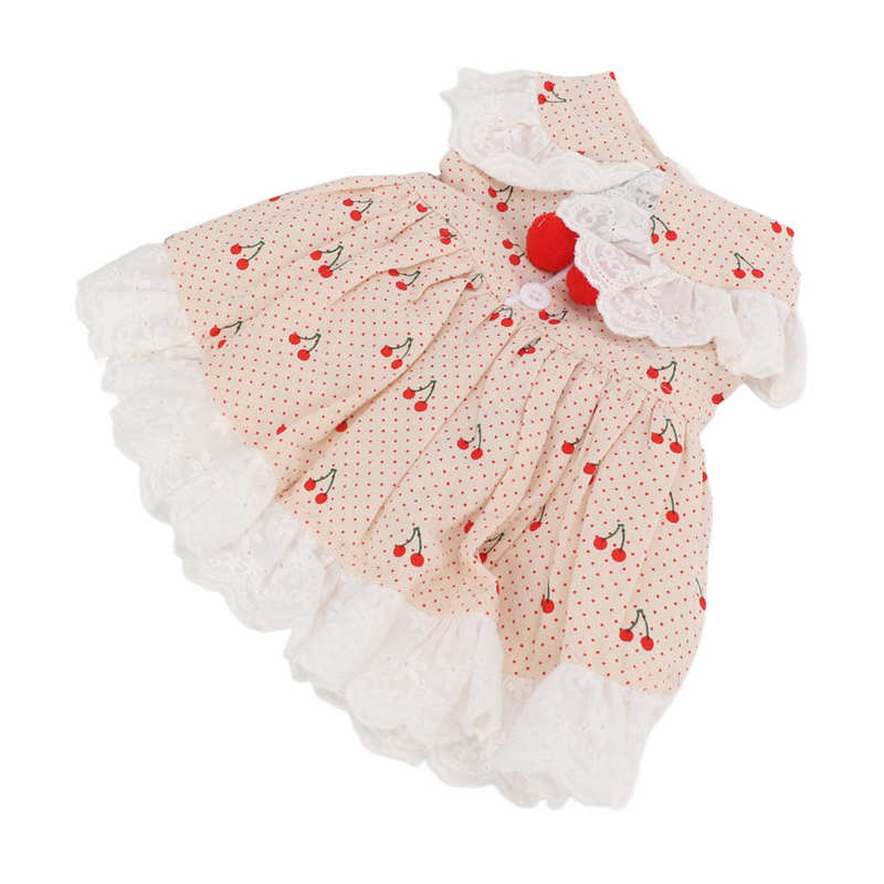 Strój zwierzaka z wzorami wiśni ręcznie myte miękka bawełniana mała sukienka dla zwierzaka na co dzień