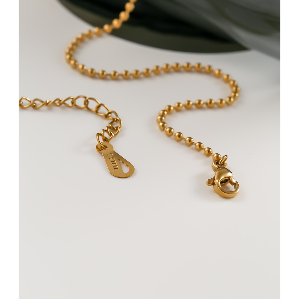 Yhpup Romantic Round LOVE Pendant Stainless Steel Necklace Charm Metal Gold Stylish Choker Necklace for Women Bijoux Femme