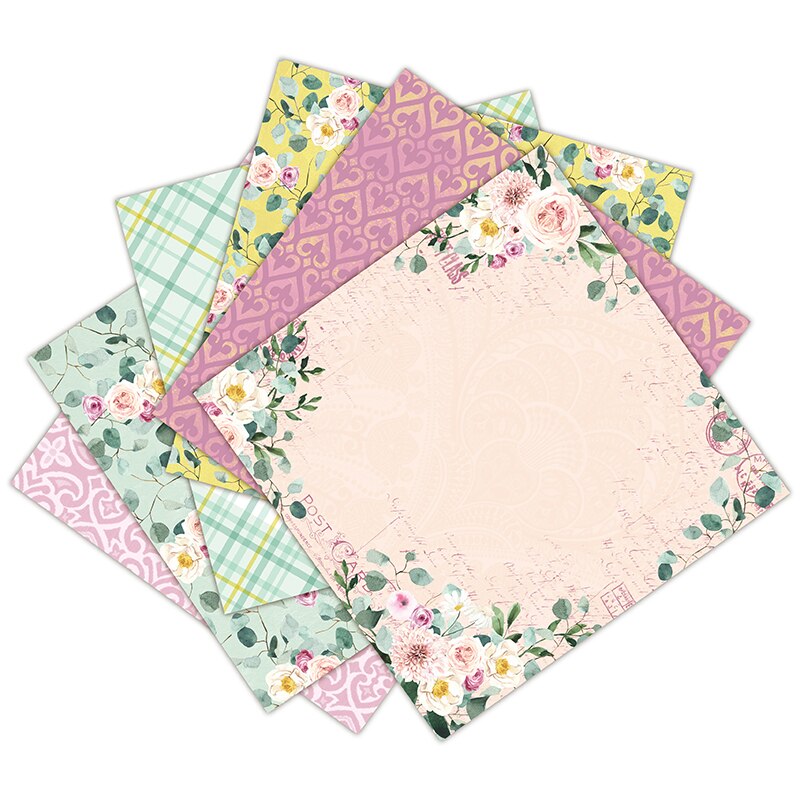 Purple Floral Scrapbook Paper Pad 6"x6" - 24 Sheets Single-Sided Cardstock For Crafts & Origami