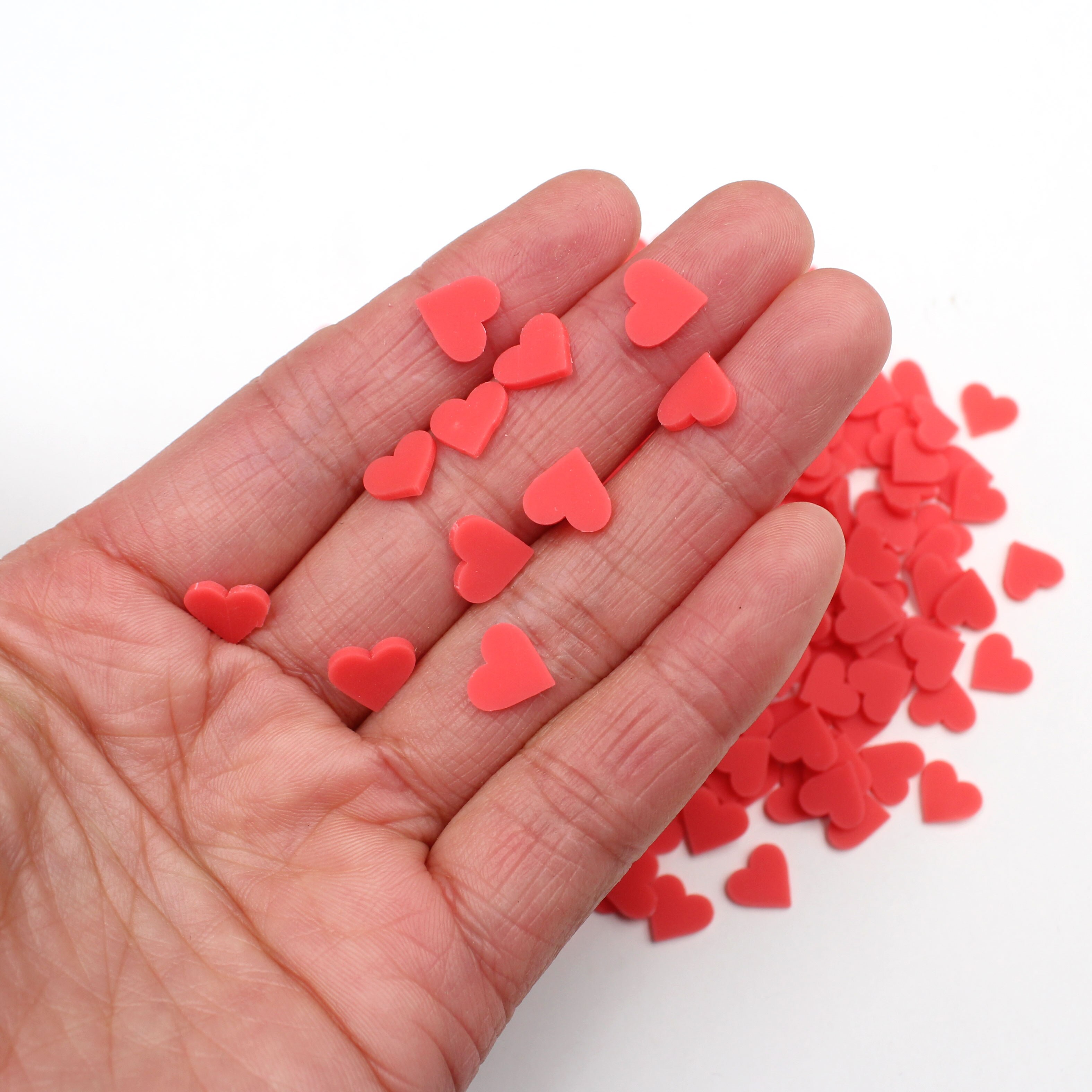100g/lot Red Heart Slices Polymer Clay Loving Hearts Soft Pottery for Toy Decoration DIY Crafts Filler Accessories