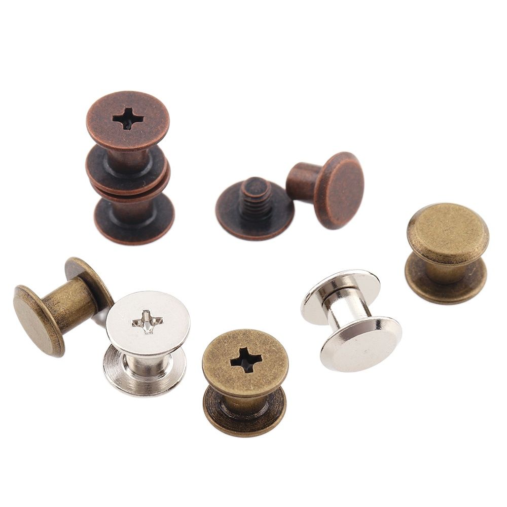50sets/lot Metal Double cap screws rivets 10mm Antique bronze/Red copper/Silver Sewing Rivet Punk Bag Belt Apparel Leather craft