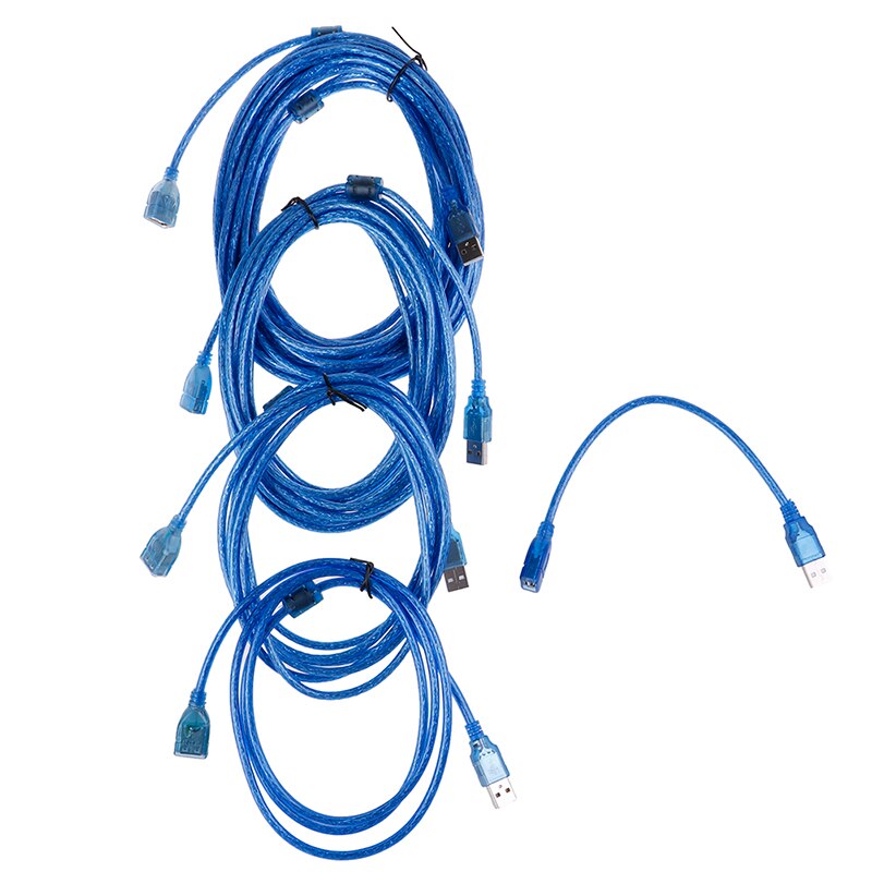 Cable 0.3m, 1.5m, 3m ,5m,10m Transparent Blue USB 2.0 Extension Cable line Data line Male to female