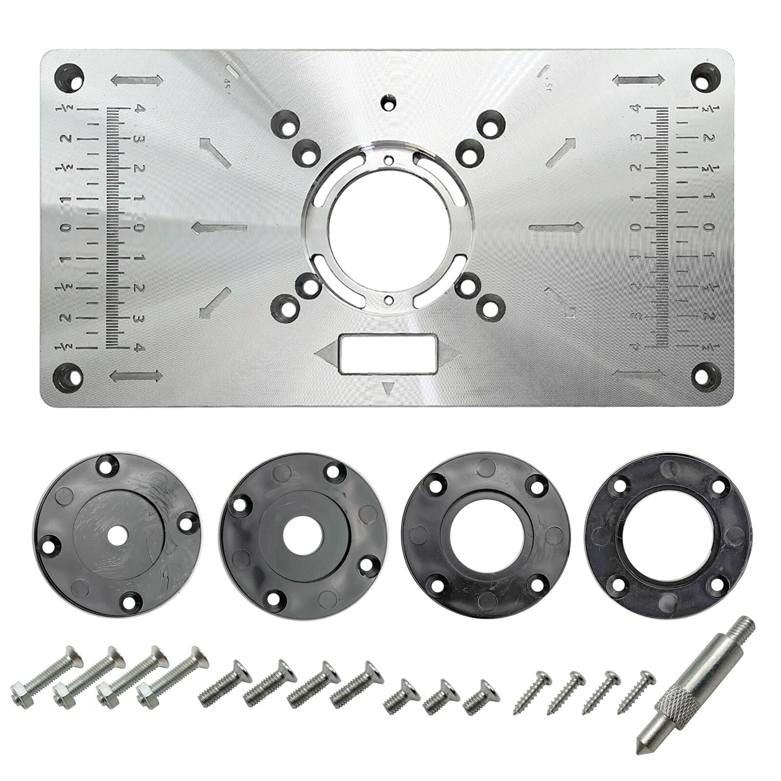 Aluminium Router Table Insert Plate Table For Woodworking Benches Router Plate Wood Tools Milling Trimming Machine With Rings: pink
