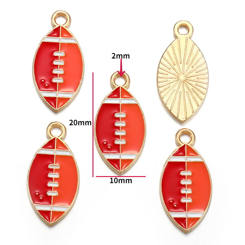 10 stuks geëmailleerde rugby-, voetbal- en badmintonracketbedeltjes voor armbanden, sleutelhangers, kettingen en sieraden, accessoires voor het maken van sieraden  w363: Antieke bronzen plaat