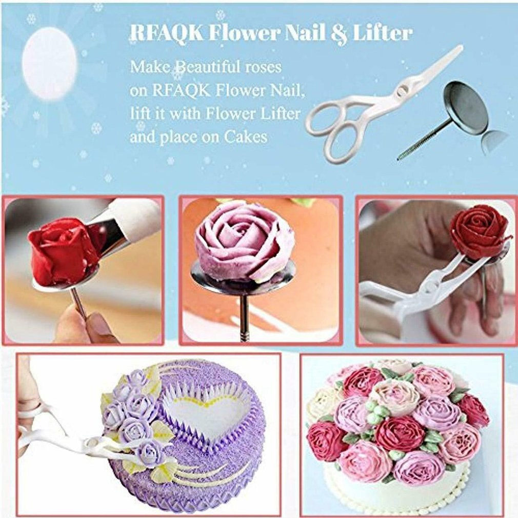 117 pcs Cake decorating kit and aluminum turntable Cake Server Set Multiple sizes Heavy-duty non-slip turntable