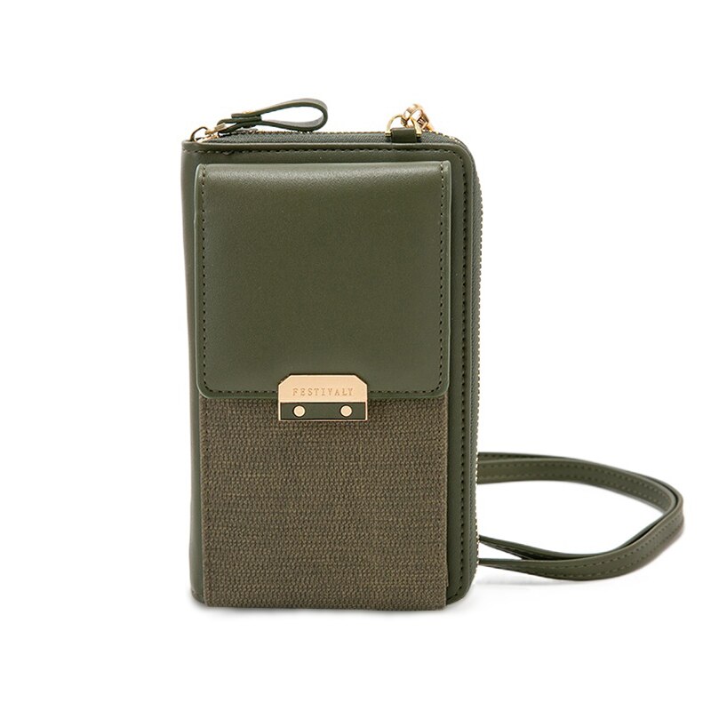 Women Messenger Bags Outing Shoulder Bag Mobile Phone Wallet Solid Color Small Mini Crossbody Bag Long Shoulder Strap: Green