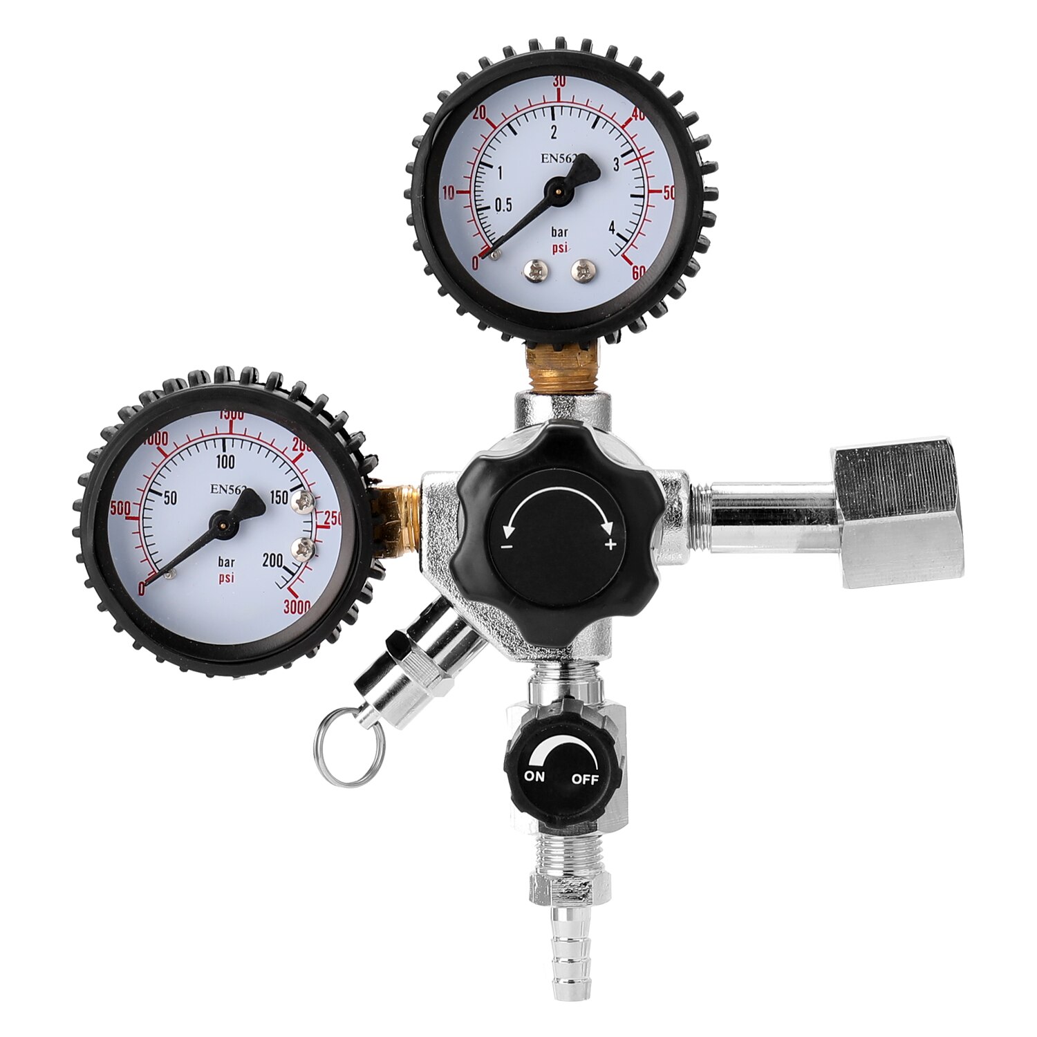 Válvula de alivio de presión de CO2 de cerveza de doble calibre portátil regulador Buck de barril de seguridad 0-3000 PSI tanques manómetro: Type1