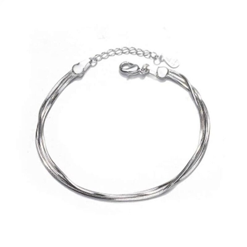 Fint flerlags slangekæde personlighed 925 sterling sølv smykker enkle kvinder søde armbånd  sb168