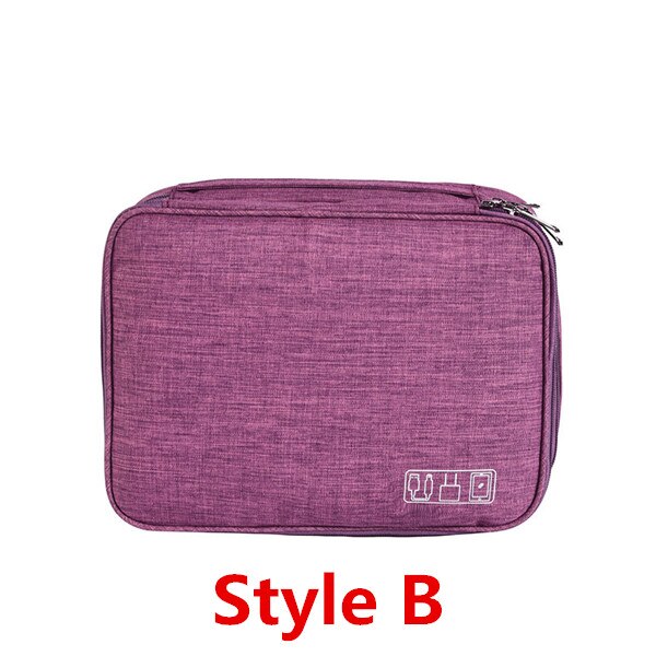 Electronics Organizer Bag - Portable Digital USB Gadget Case - Travel Charger Holder: B-Purple