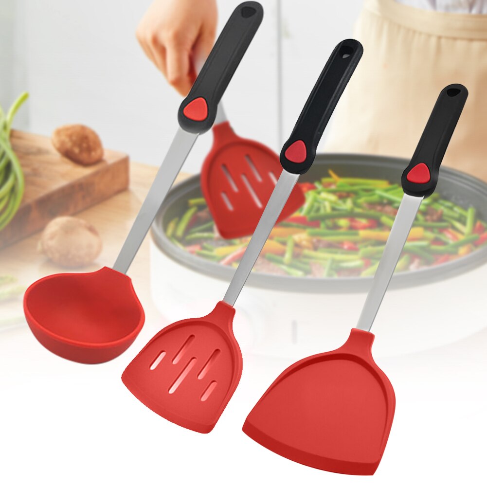3Pcs Stainless Steel Silicone Kitchenware Non-stick Spatula And Spoon Set Can Withstand 240 Degrees High Temperature Kitchen