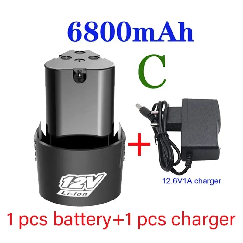 100% Original 12V 6800mAh Universal Rechargeable Battery For Power Tools Electric Screwdriver Electric drill Li-ion Battery: Red