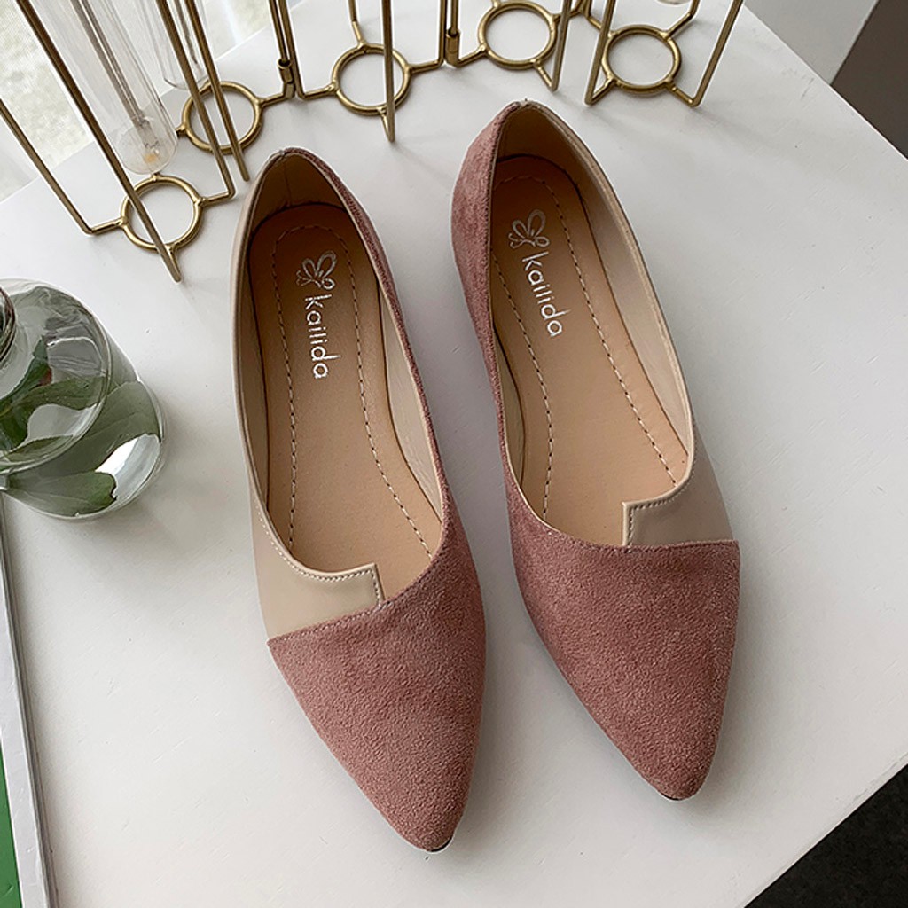 Scarpe basse a punta da donna Scarpe slip on patchwork solide Ballerine casual traspiranti Mocassini comfort quotidiano per tutti gli abbinamenti: Colore rosa / 37