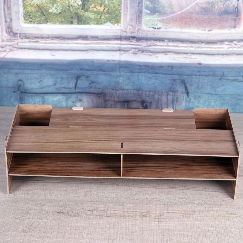 Houten Computer Monitor Organizer Escritorio Tv Pc Stand Toetsenbord Houder Bureau Organizer Thuis Officedesk Organizer