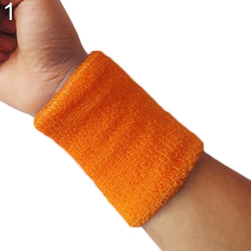 1PC Sports Wrist Band Sweatband Tennis Squash Badminton Wrist Support Brace Wraps Guards Gym Basketball Wristband: Orange