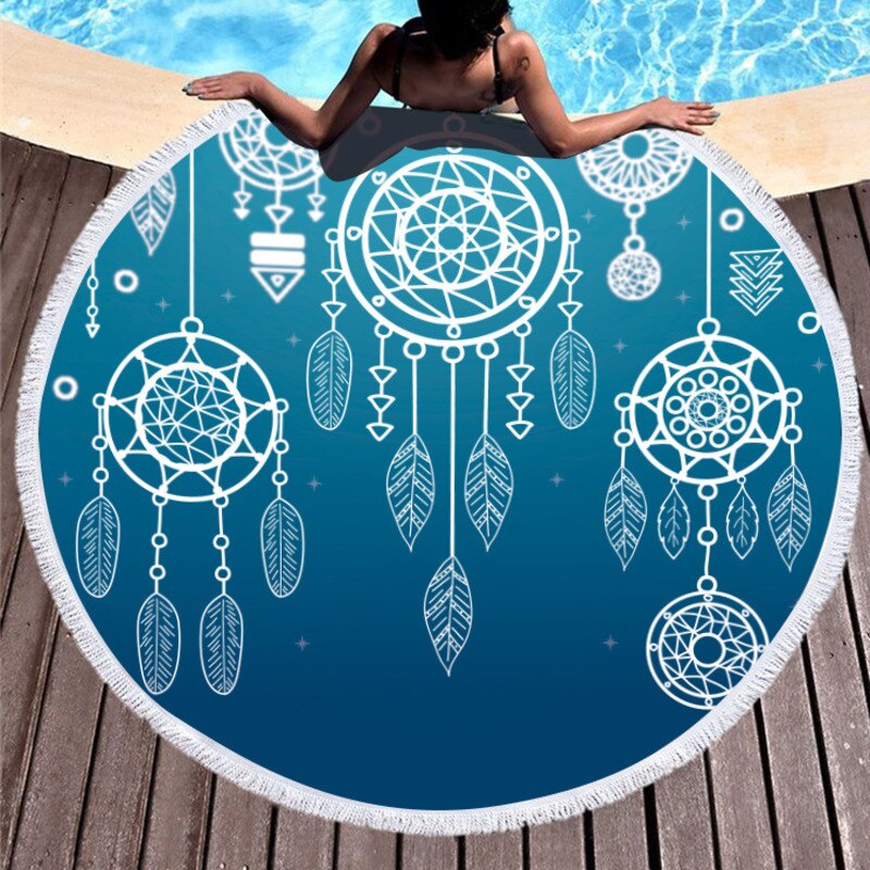 Microfiber Beach Towel 150cm Round With Tassel Bath Towel