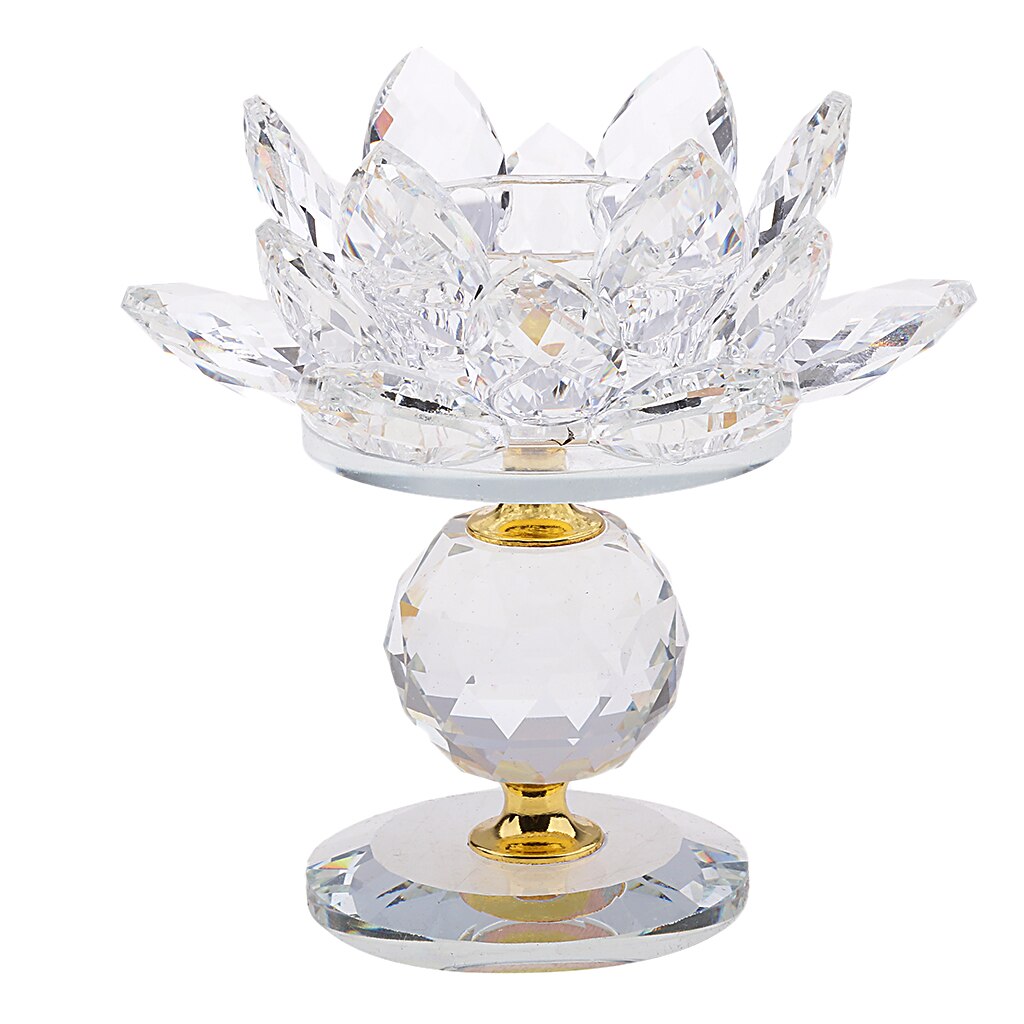 Krystal buddhistisk lotus stor fyrfadslysestage lysestager smør lys lampe base: Hvid som beskrevet