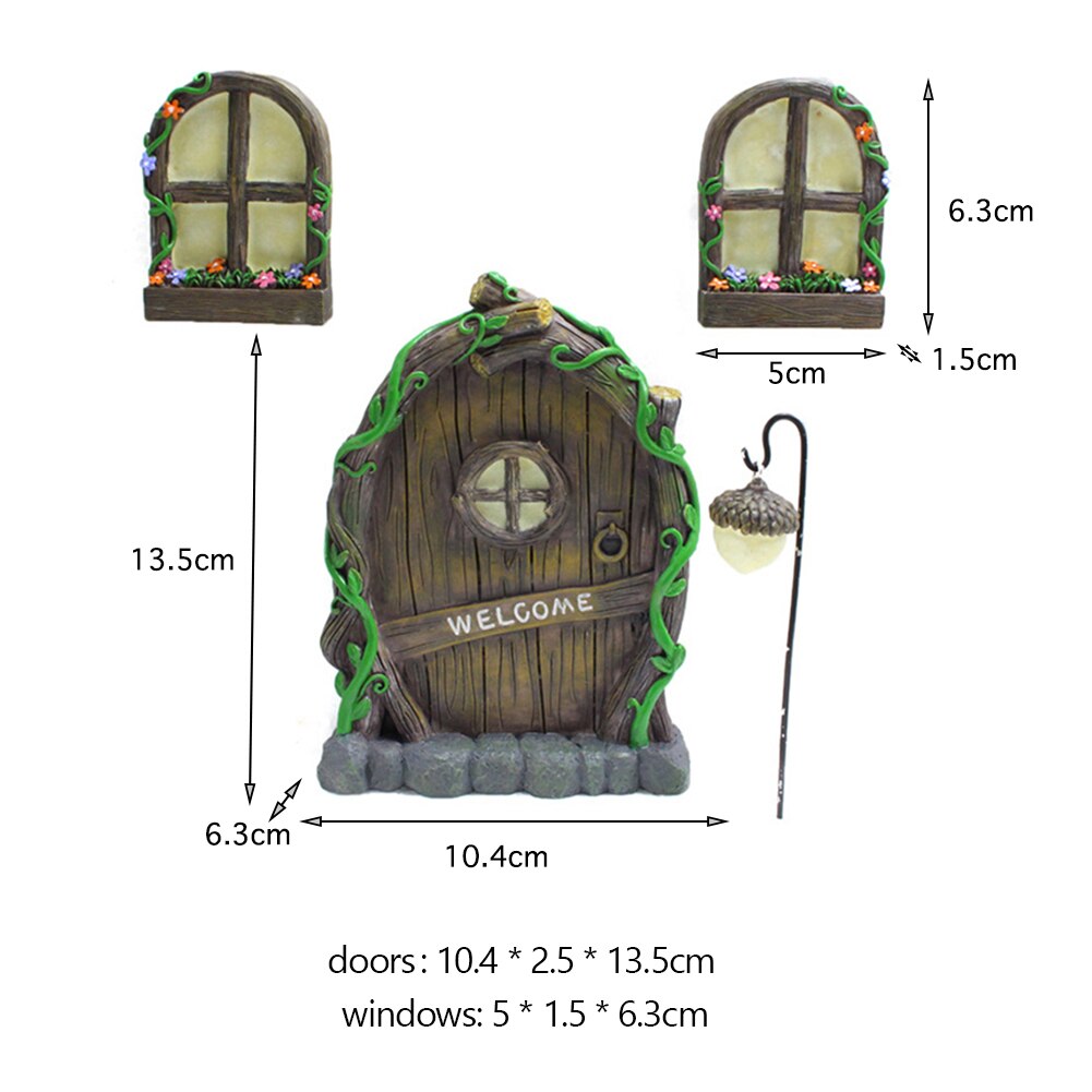 Resin Miniature Fairy Gnome Window Door Elf Garden Sculpture Statues Tree Decor for Yard Art Sculpture Statue Outdoor Decor