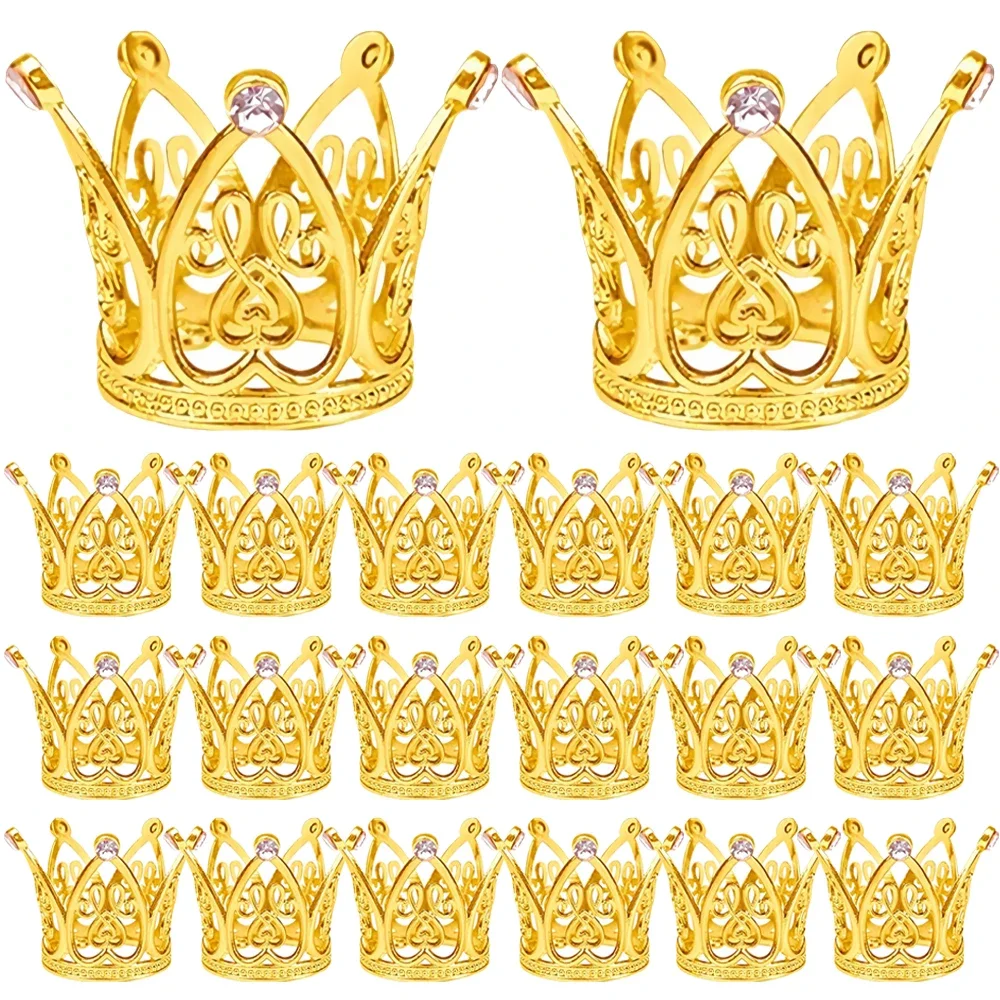 30/1Pcs Gold Crown Cake Topper Mini Pearl Tiara Crown Cupcake Topper For Flower Bouquets Baby Shower Birthday Party Decoration: XS / DARK GRAY
