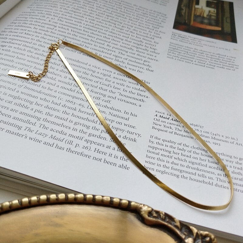 Louleur 925 sterling sølv flad slange halskæde guld bred kæde choker halskæde til kvinder hals dekoration sølv smykker