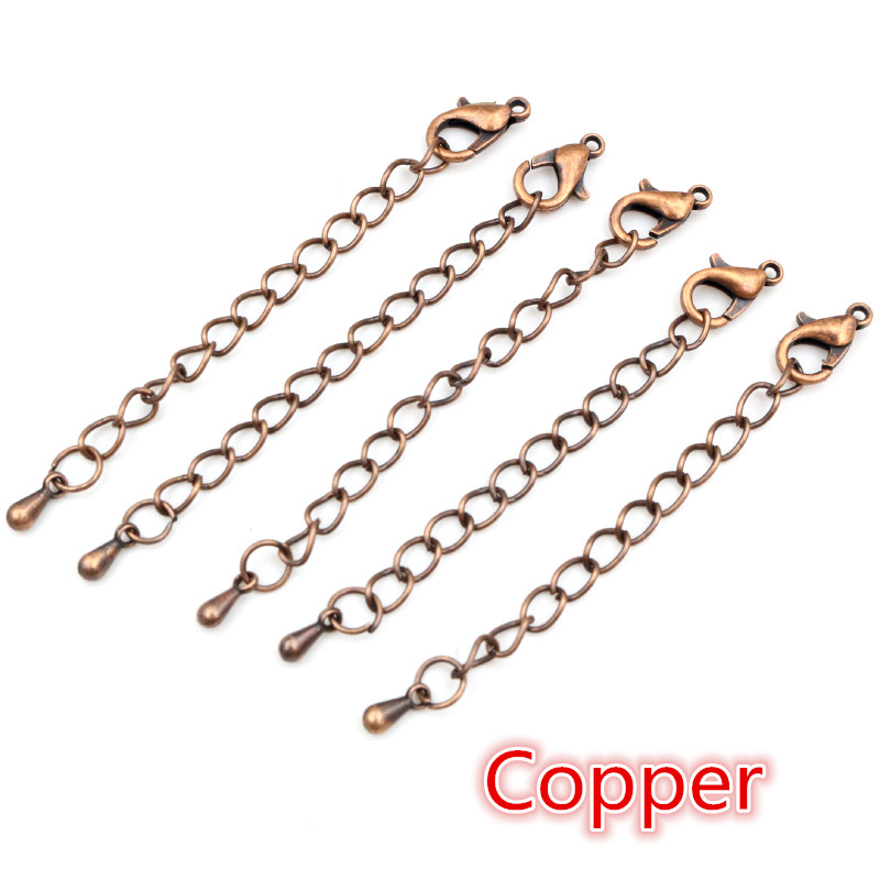 10Pcs 50 70Mm Gold Verzilverd Uitgebreide Uitbreiding Tail Chain Kreeft Sluitingen Connector Voor Diy Ketting Sieraden Maken bevindingen: S / Roze