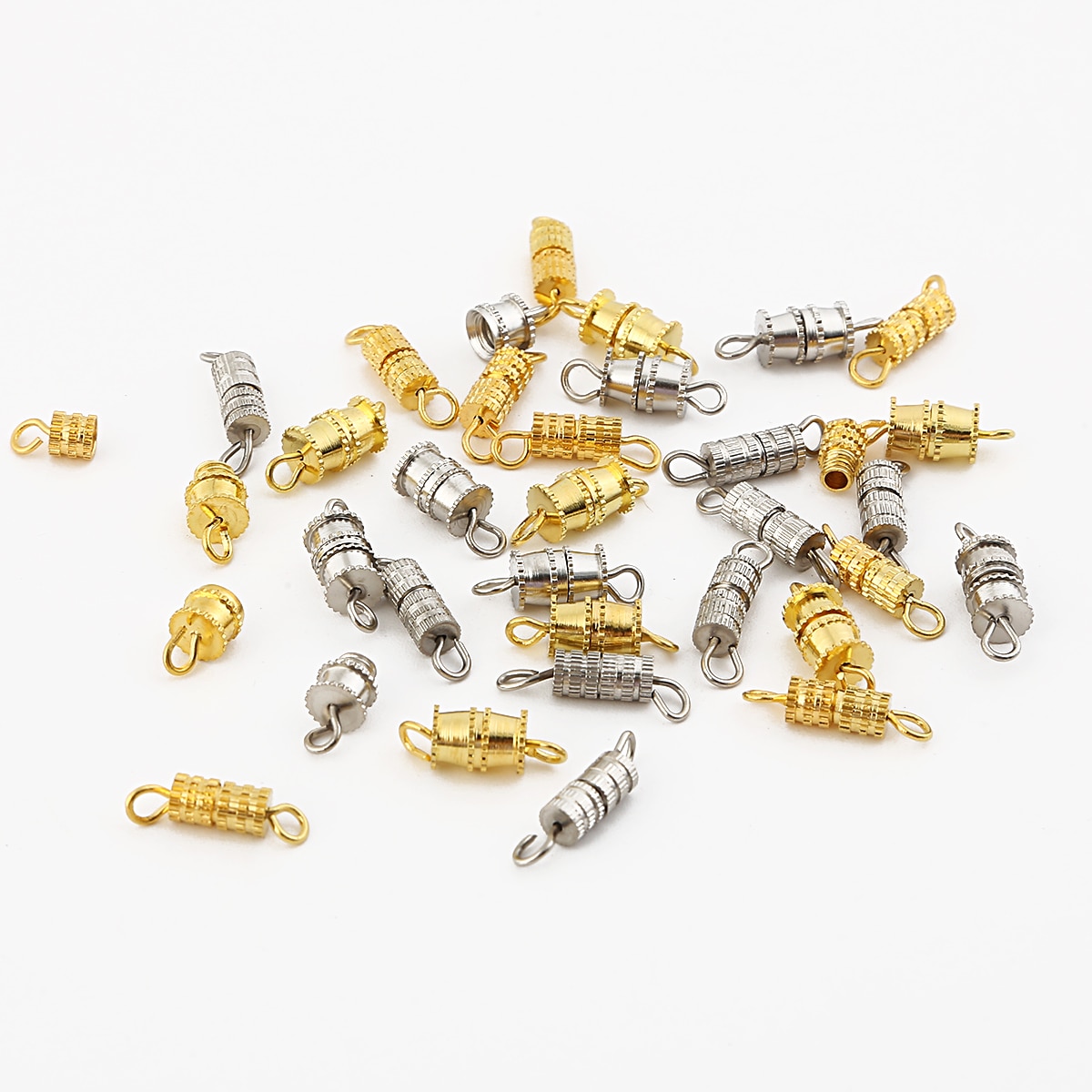 10 Stuks Schroef Sluitingen Voor Armbanden Connectors Voor Diy Sieraden Accessoires Goud Zilver Kleur Cilinder Fasteners Gesp Gesloten