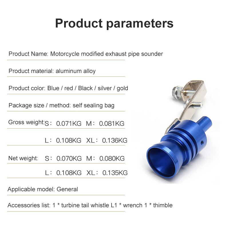 XL Universal Car Turbo Whistle Motorcycle Refitting Turbo Whistle Exhaust Pipe Sound Turbo Tail Auto Car Blow-off Valve Whistle