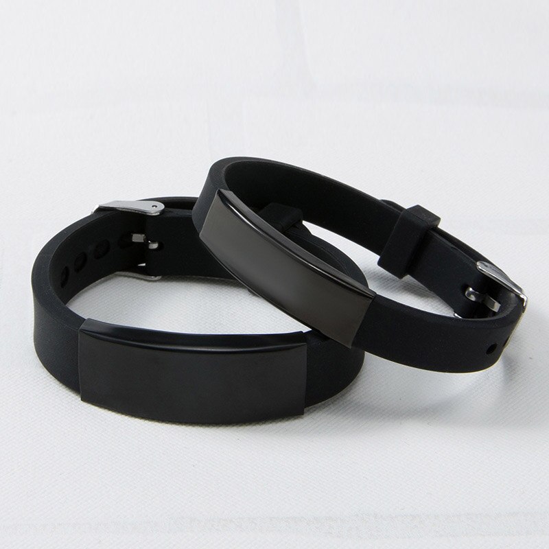 Sangsy Cool Punk Wristband Black Punk Rubber Silicone Stainless Steel Men Bracelets Bangles Pulseras Hombre Caucho