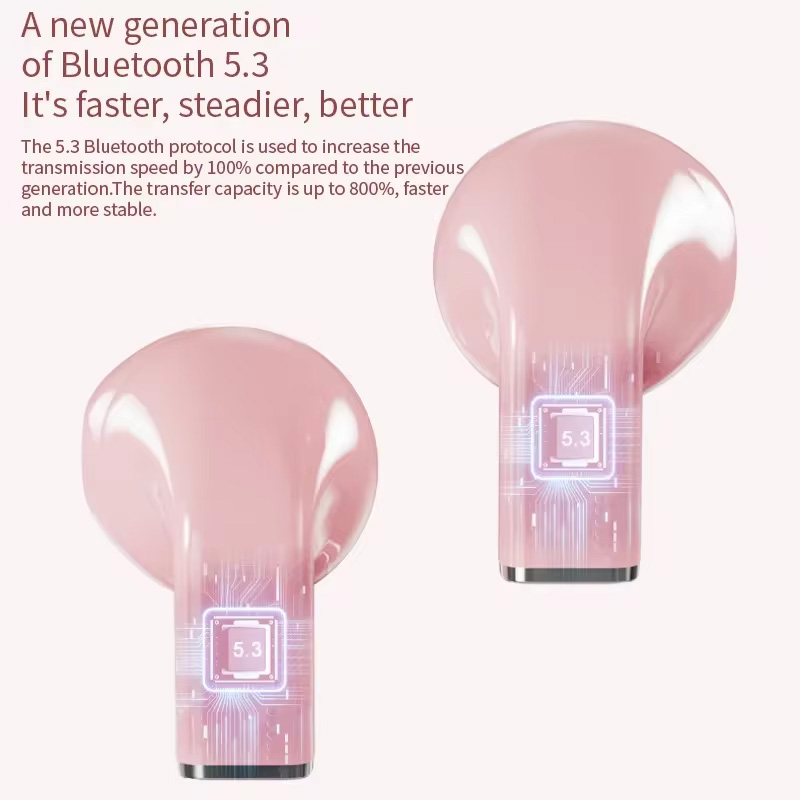 K520 Wireless Earbuds Stereo Earphones With Rotatable Love Heart Shaped Charging Case Low Latency Headphones For Phone Tablet