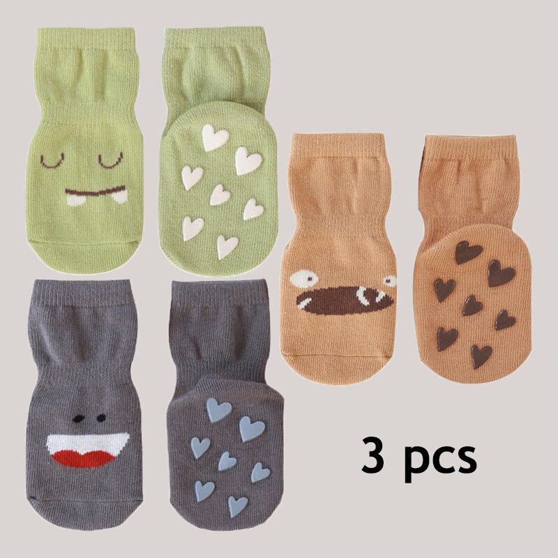 3 szt. Wiosenne skarpety dziecięce dla dziewczynki chłopiec kreskówka zwierzęta drukuj skarpetki dziecięce akcesoria dla dzieci bawełniane rzeczy o wysokiej elastyczności antypoślizgowe: 3 szt 4 / 12 m