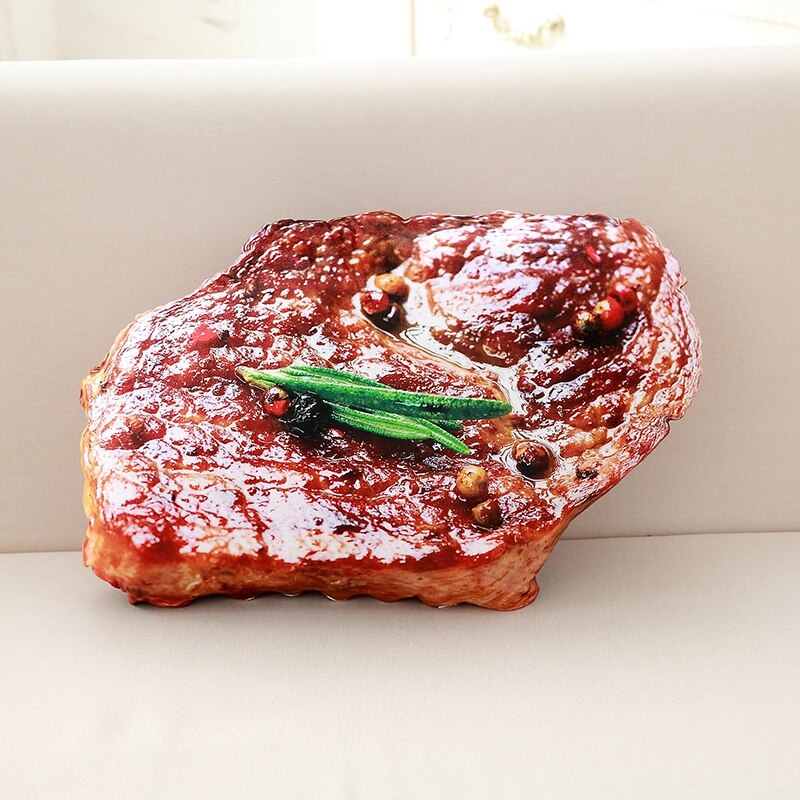 Simulationnel en peluche pain steak pizza forme oreiller drôle nourriture sieste oreiller et coussin enfants jouet d'anniversaire