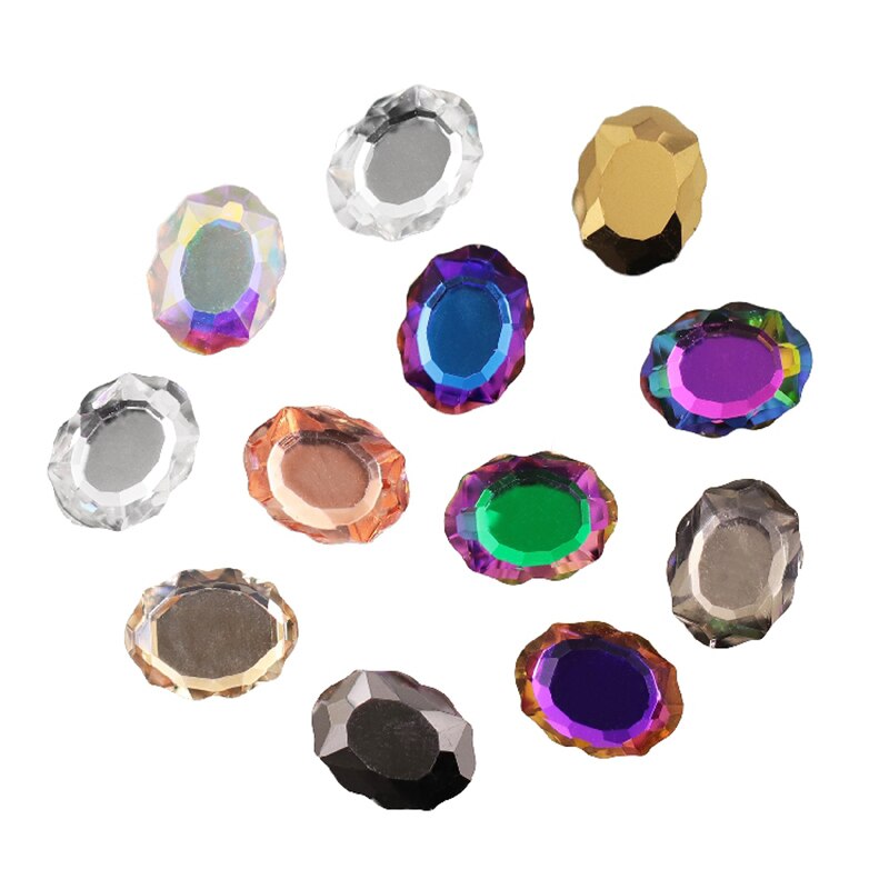 8x10mm Magic Mirror Nail Art Rhinestone Double Plane Crystal K9 Glass 3D Fingernail DIY Decoration Accessories: Mix Color 30pcs