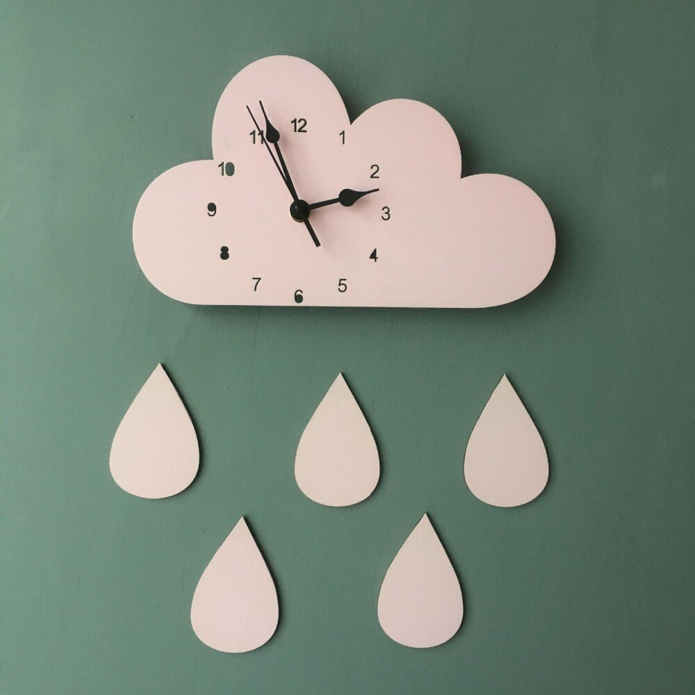 Ins Explosie Modellen Nordic Thuis Cloud Raindrop Klok Cartoon Baiyun Stille Klok Muur Kinderkamer Decoratie