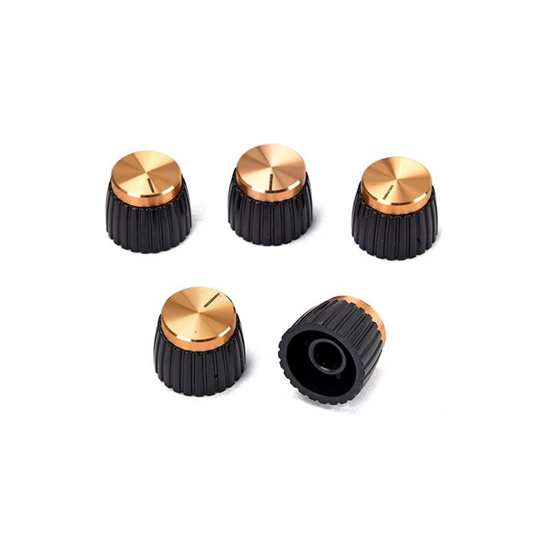 5pcs Replacement ABS Black Bottom Gold Cap Guitar AMP Amplifier Knobs Push On Knobs for Guitar Marshall Accessories
