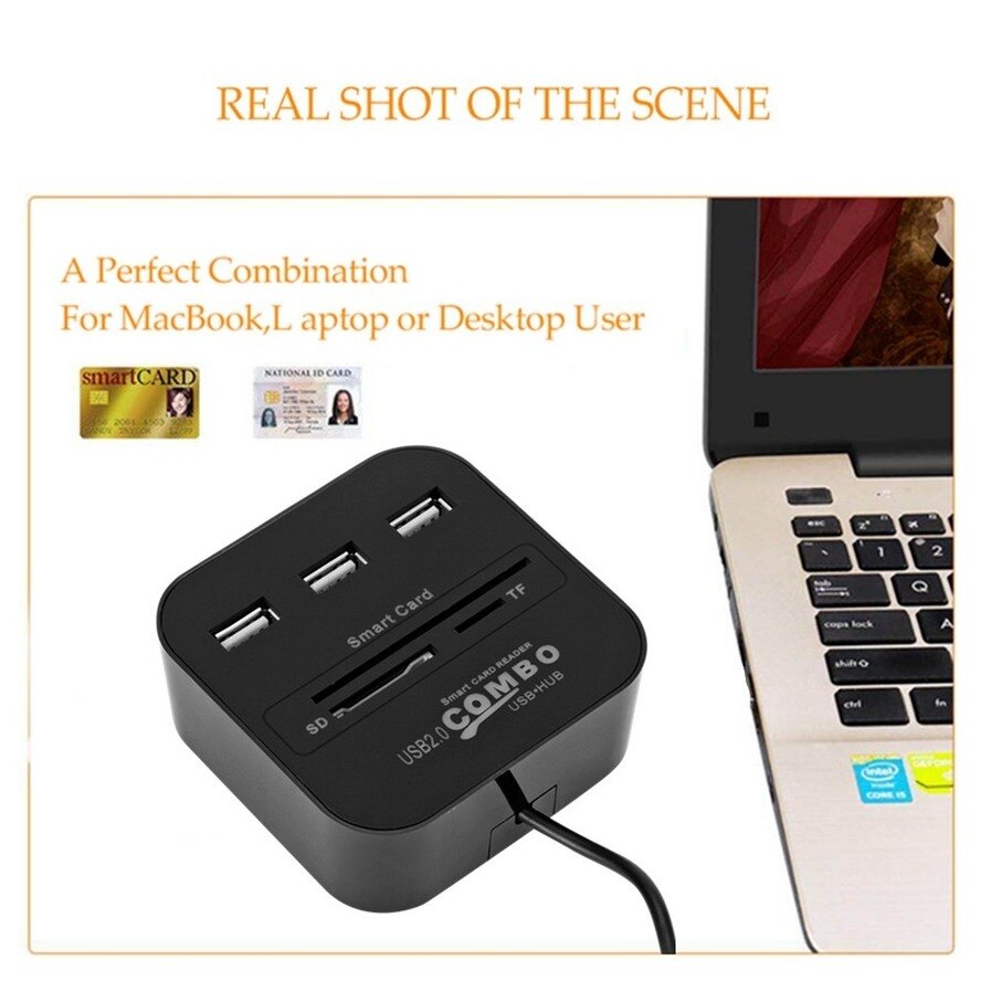 All In 1 Usb Sim Smart Kaartlezer Voor Bankkaart Ic/Id Emv Sd Tf 3USB Hub Mmc USB-CCID Iso 7816 Cacdnieatm Ic Simsdtf