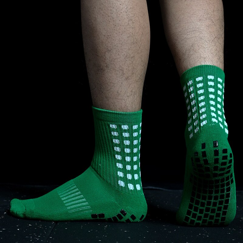 Sport Anti Slip Voetbal Sokken Katoen Voetbal Mannen Grip Sokken Calcetines: Army Green