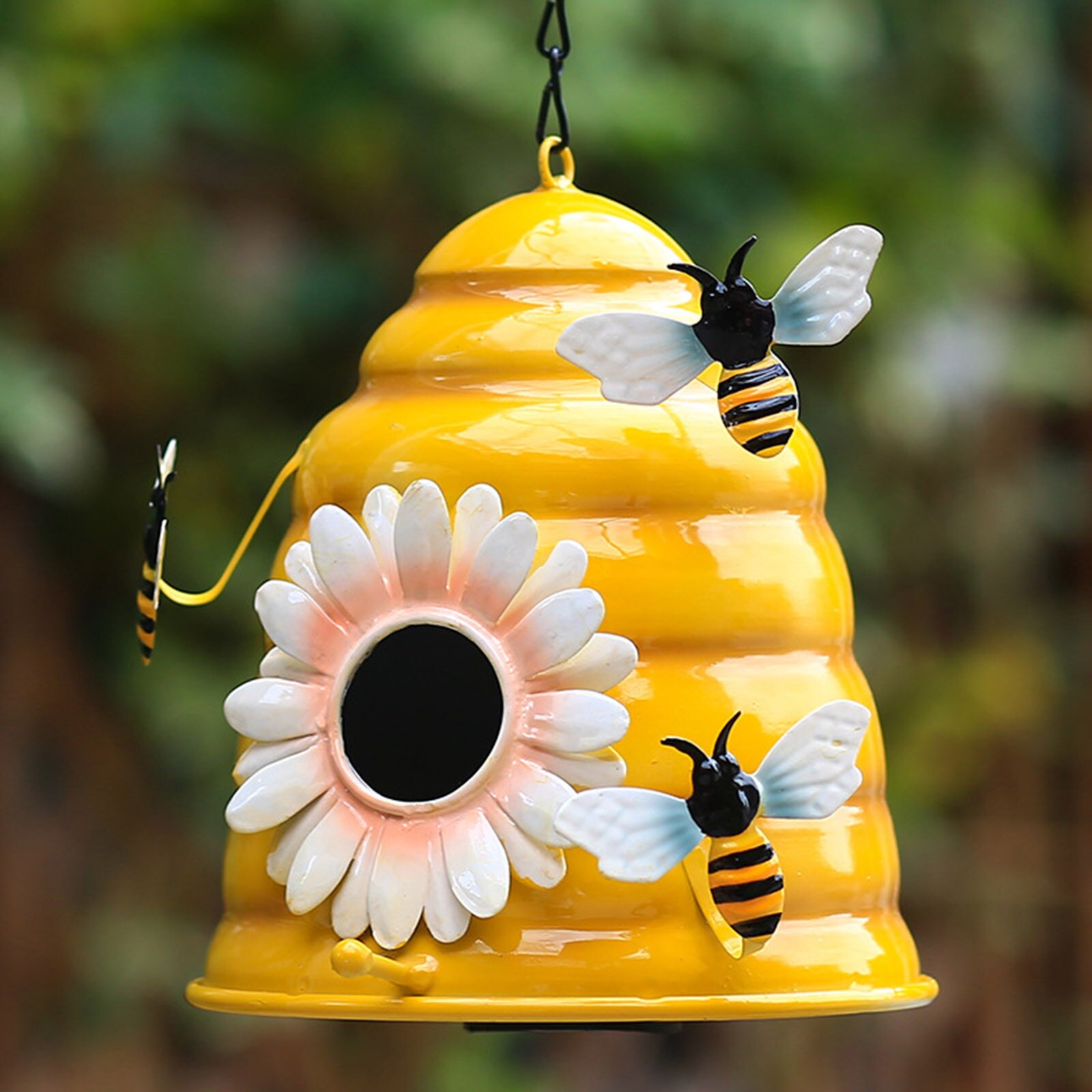 Birdhouse Parrot Garden Iron Decoration with Bee Ornament Hanging House Outdoor Small Hanging Bird Nest Outdoor Cage Accessories