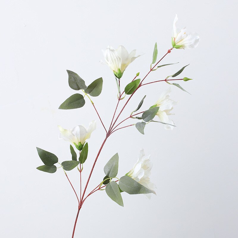 Luksus clivia orkidé lang gren med blade silke kunstige blomster hjem bryllup dekoration blomster orkideer: B