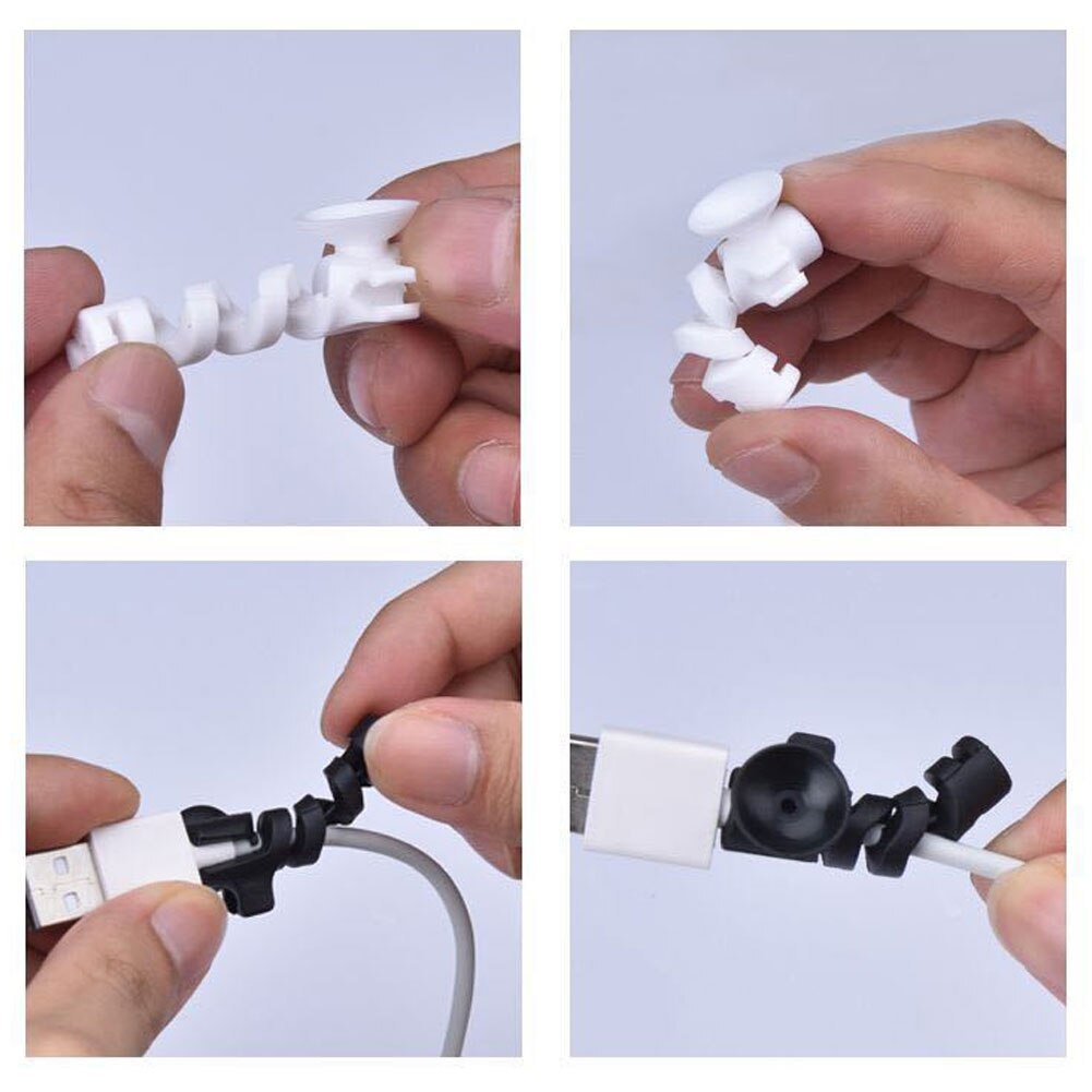 4Pcs Saugnapf Ladekabel Protector Für Telefon Kabel Halter Wickler Clip Für USB Ladegerät Kabel Management Kabel Veranstalter