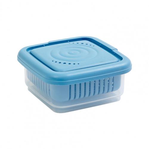 Storage Holder Multi-use Double Layer PP Kitchen Drainage Food Holder for Home Herb Spice Vegetable Fruit Storage Boxes: Blue / S