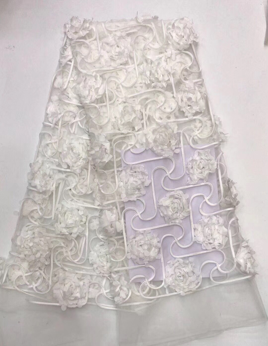 Kvinder kjole blonde stof 3d blomster blonde stof broderi mesh brudekjole beklædning tyl med blomst: 2