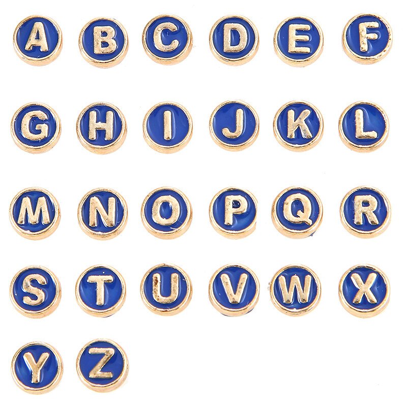 100pcs Alphabet Letter Double Face Enamel Charms Gold Color 8mm Pendants Jewelry Making Handmade Craft Accessories: 100pcs blue