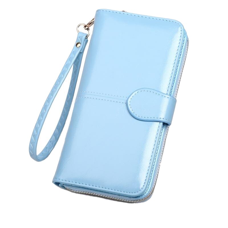 Dames pu leren portemonnee creditcard dames portemonnee lange clutch rits dames effen portemonnee: Blauw