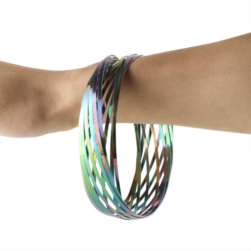 1Pc Kids Adults Decompression Fingertip Toy Magical Flow Ring 3D Spring Rings Interactive Kinetic Fingertip Anti-Stress Toy